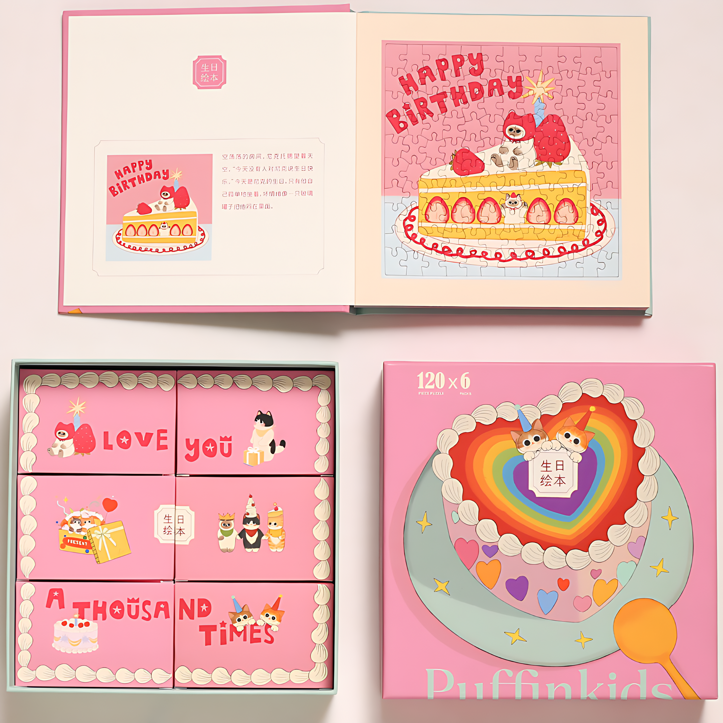 Birthday Storybook | Puffinkids | 6 in 1 Mini Puzzle Book Set | Jigsaw Puzzle