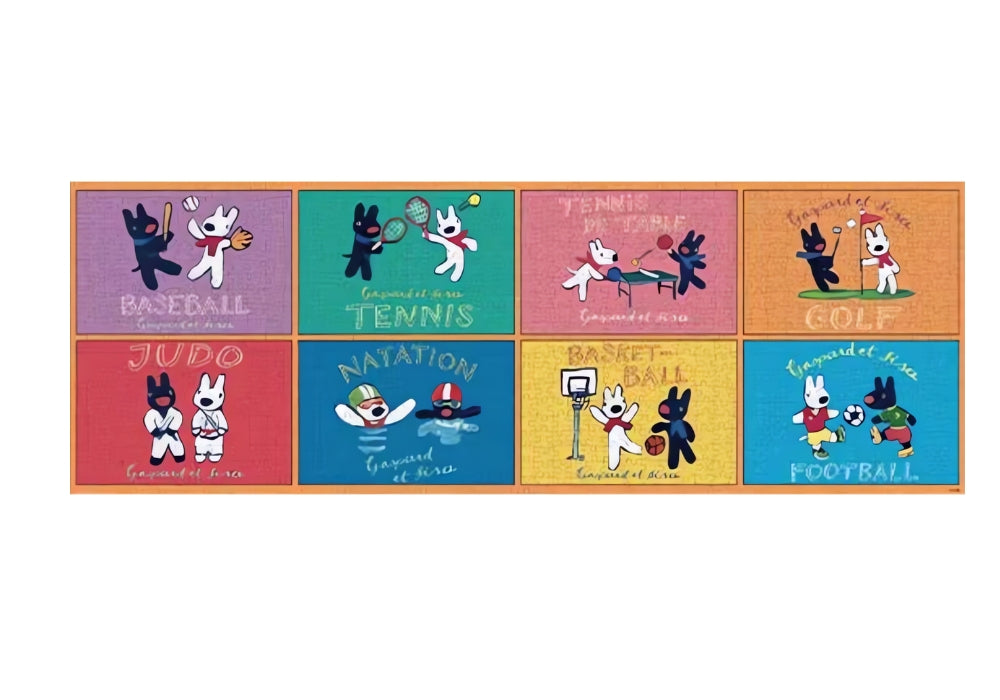 Gaspard and Lisa play different sports like football, judo, tennis and more.