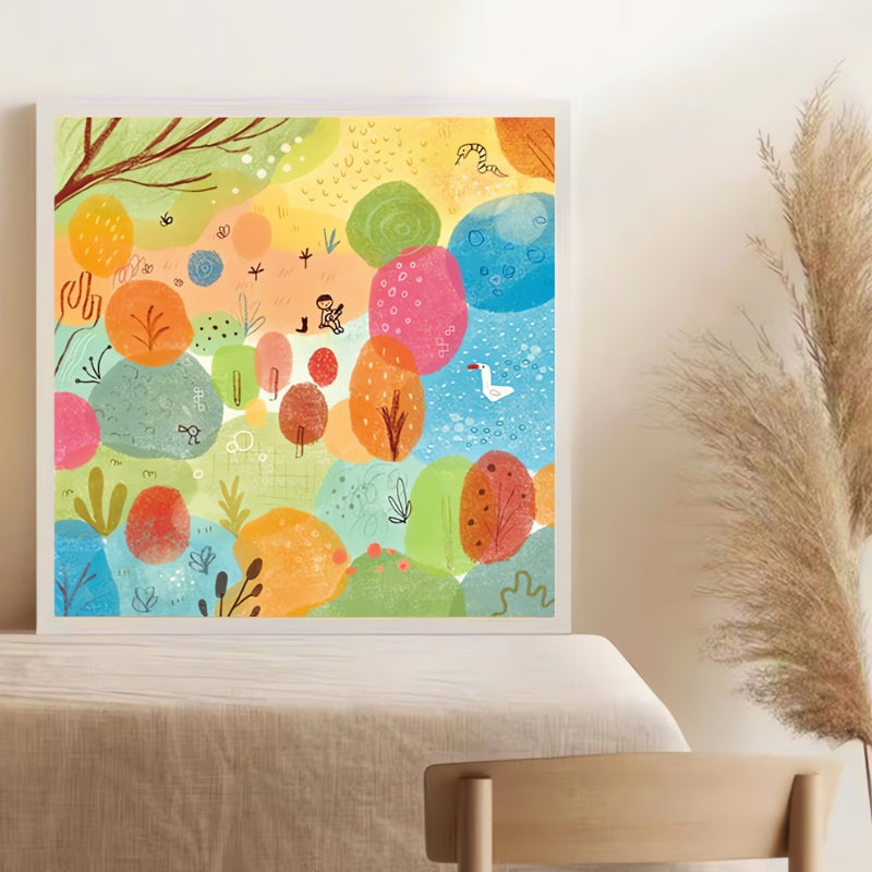 Forest Guitar puzzle displayed in white frame on a table.