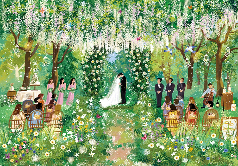 Botop Lawn Wedding puzzle artwork of garden wedding scene