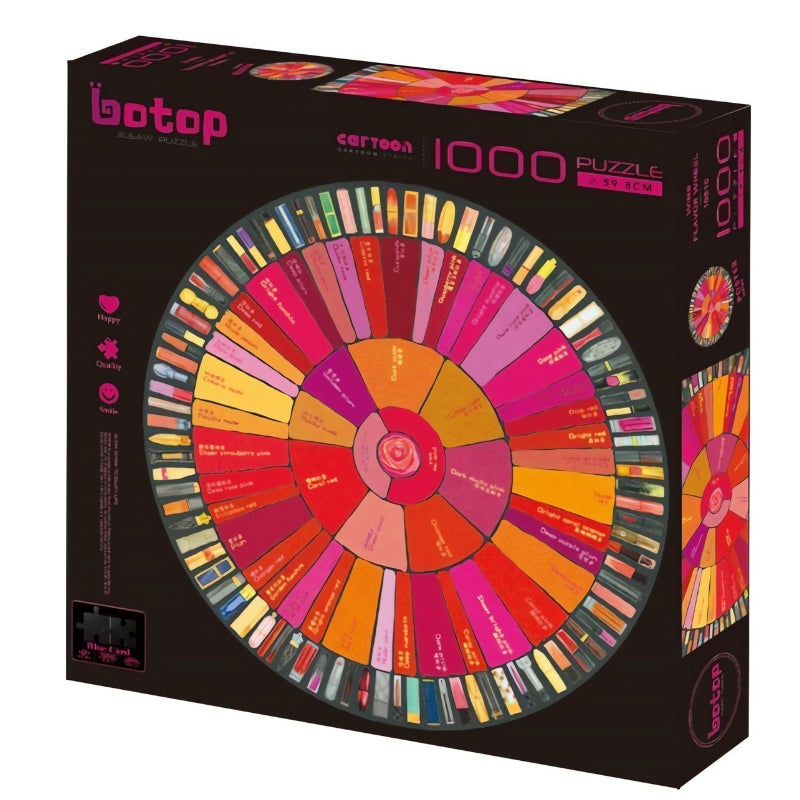 Botop 1000-piece puzzle box with a bright lipstick-themed flavor color wheel.