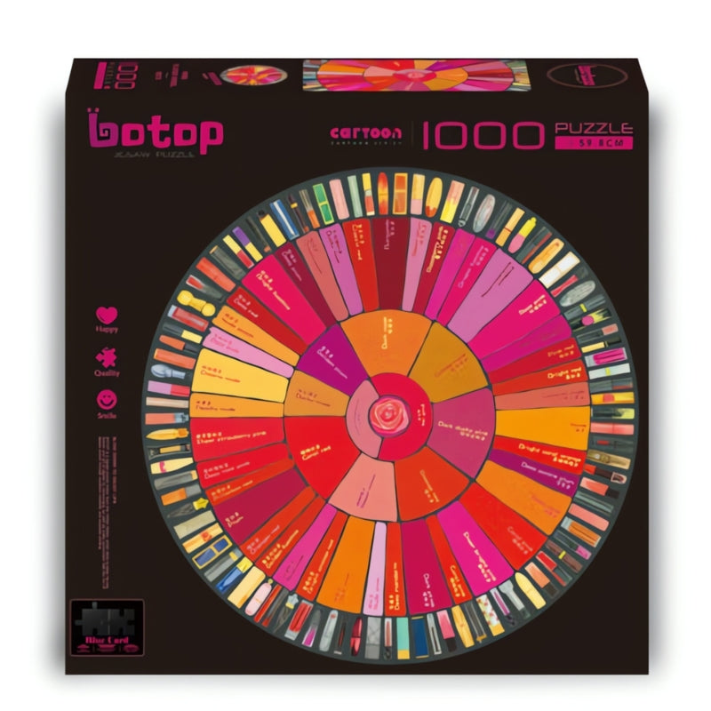 Botop 1000-piece puzzle box with a bright lipstick-themed flavor color wheel.