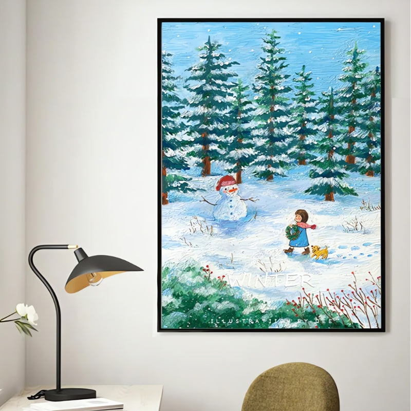 Botop Winter puzzle art displayed as framed winter-themed decor