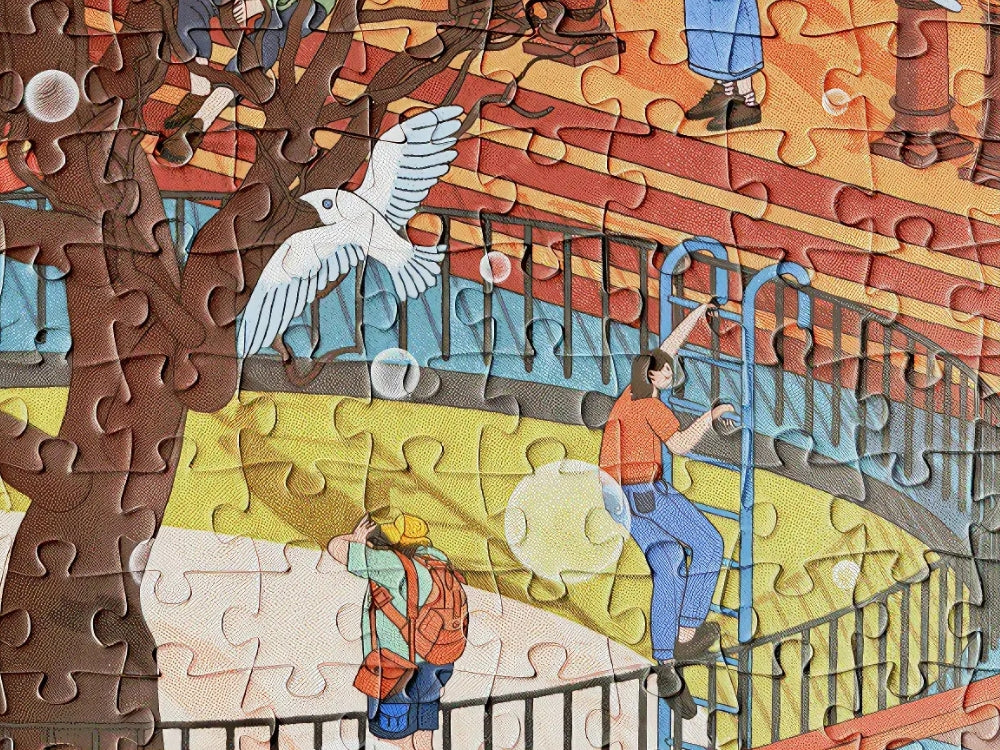 Architecture puzzle box and atrium scene below – architectural puzzle.