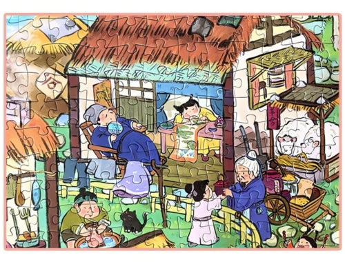 Close-up of elderly characters in the Peach Blossom puzzle