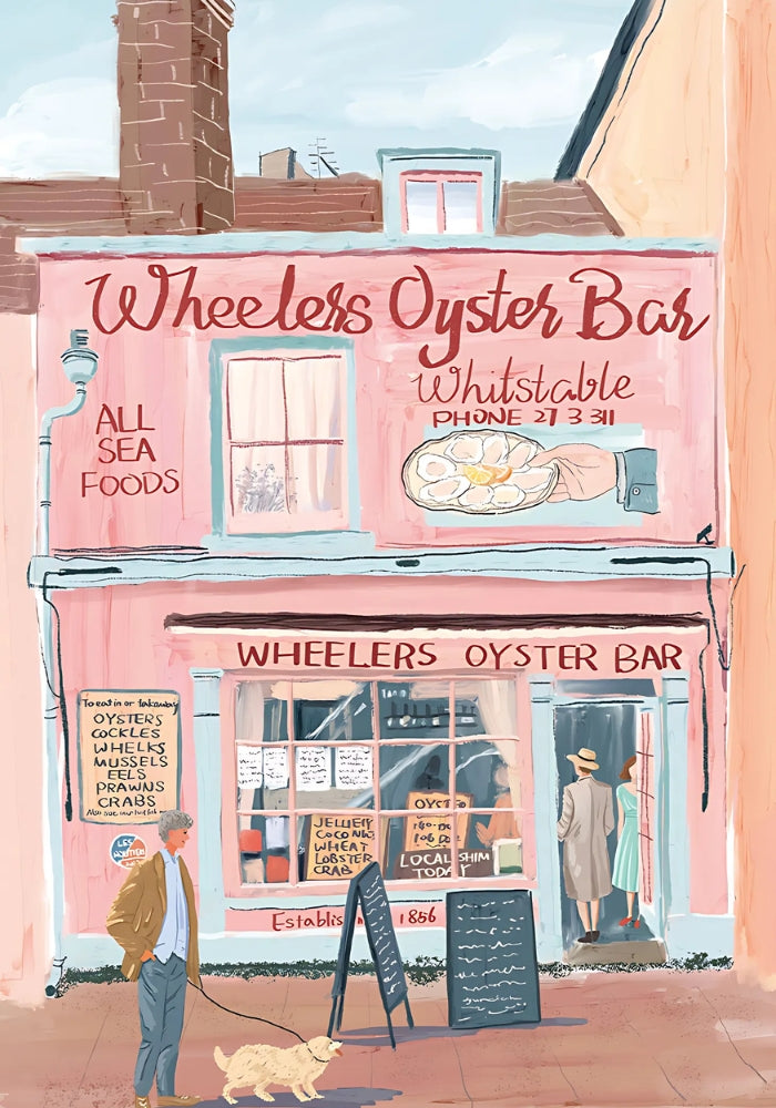 Full artwork of Wheeler’s Oyster Bar in Whitstable – seaside town puzzle.