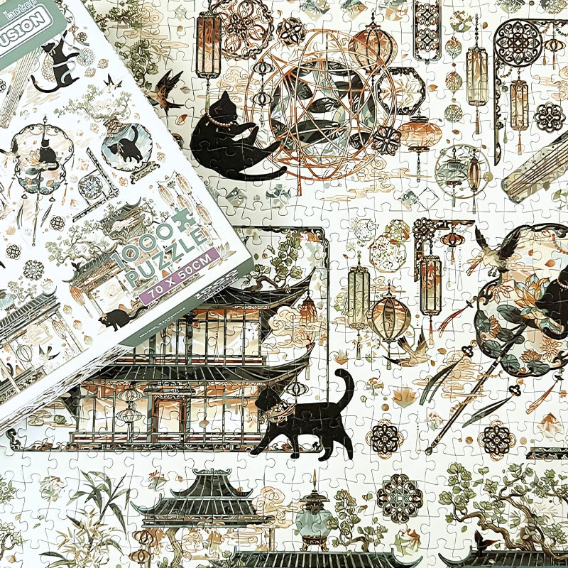 Completed Song Dynasty puzzle with box placed on top