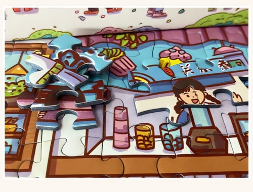 Close-up of the puzzle pieces.