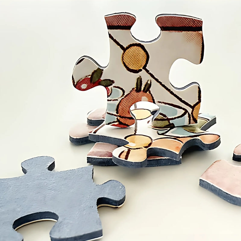 Standout puzzle piece from Cat Cafe showing thick quality and artwork detail.