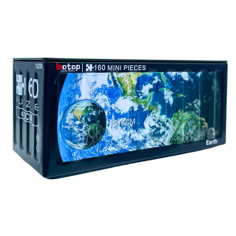 Botop mini puzzle in dark blue box with satellite image of Earth.