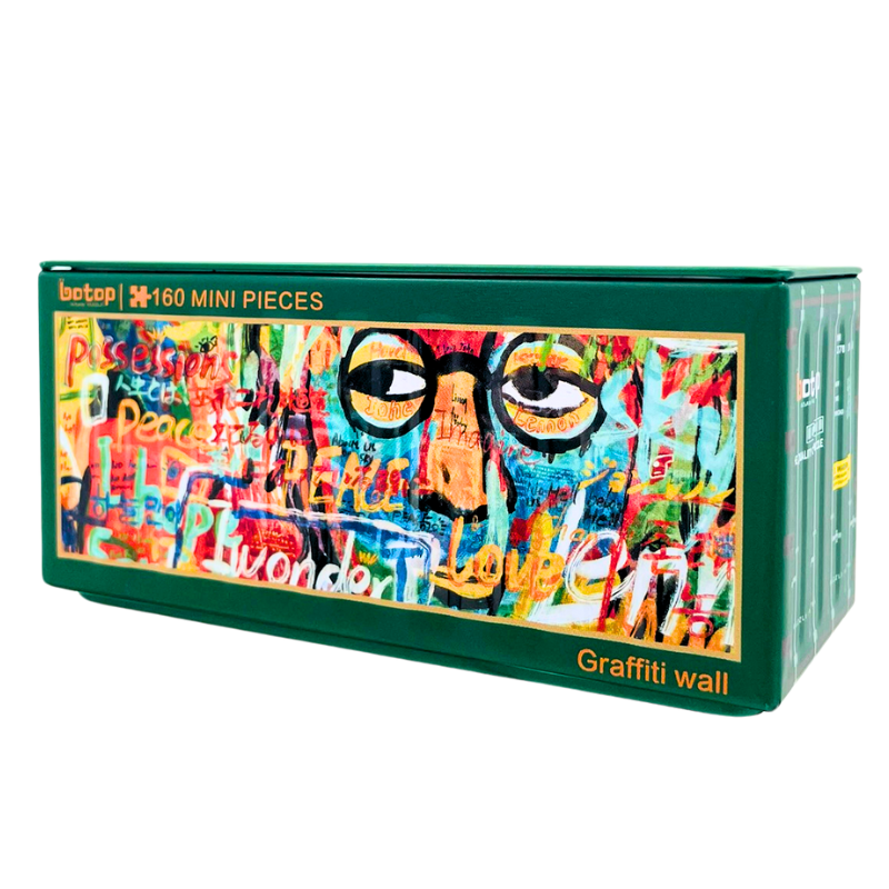 Botop mini puzzle in green metal box with graffiti wall artwork and 160 pieces label.