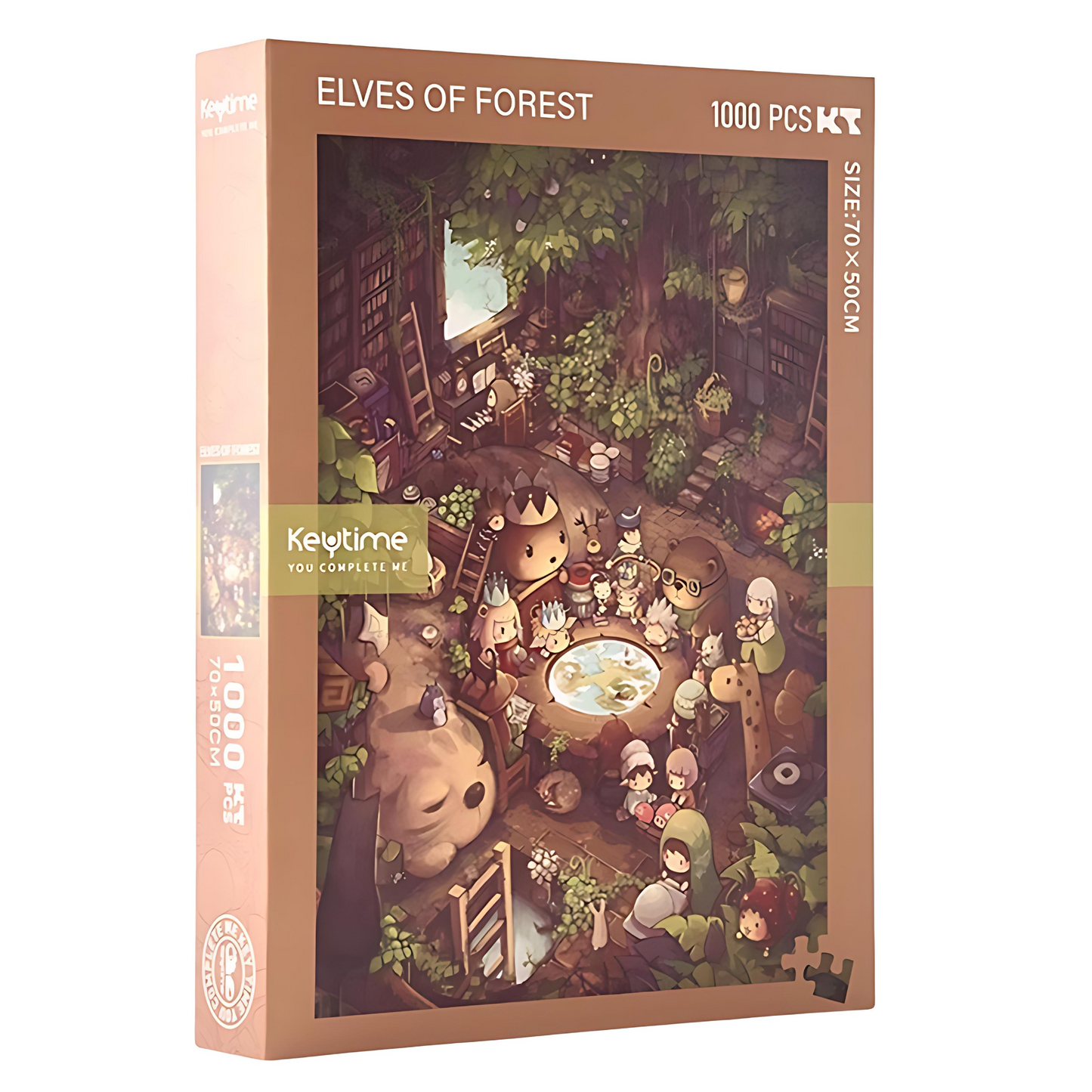 Elves of Forest 1000 piece jigsaw puzzle by Keytime, featuring magical woodland gathering with elves and creatures.