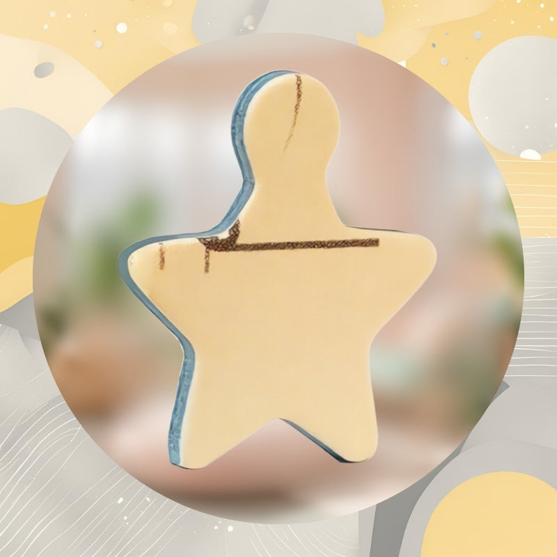 Star-shaped puzzle piece from the Hungarian Rhapsody puzzle with light cream colouring and line art.
