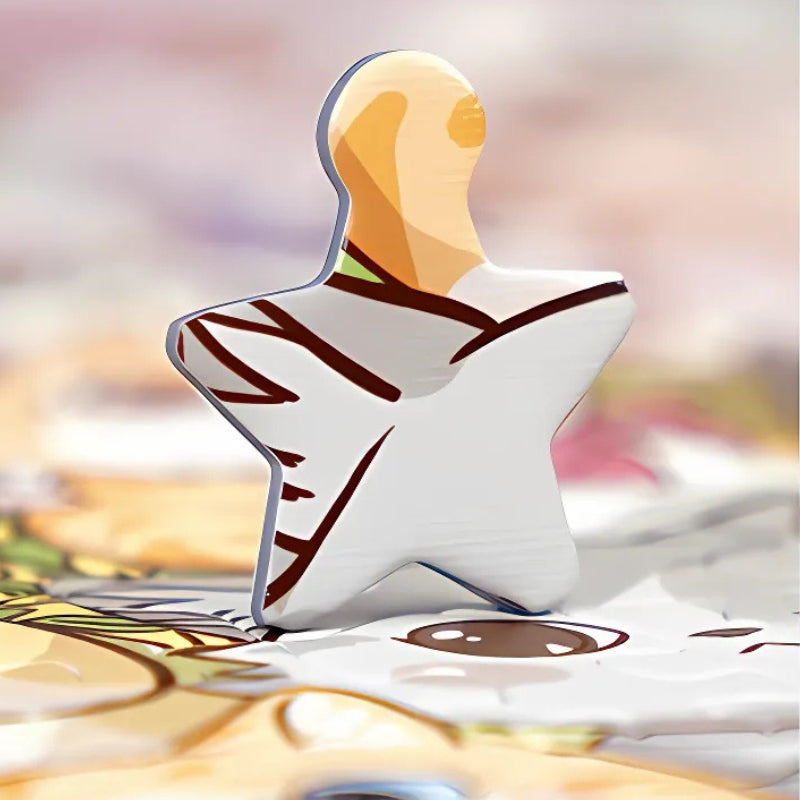 Star-shaped puzzle piece featuring part of a cat in a kimono costume from the 'Whisker Wonderland' puzzle.