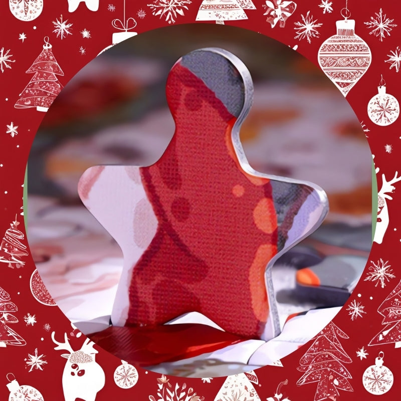 Close-up of a star-shaped jigsaw puzzle piece from the Christmas Cute Gift Box puzzle by TOI.