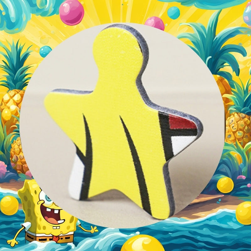 Special-shaped puzzle piece in a yellow character silhouette with printed detail.