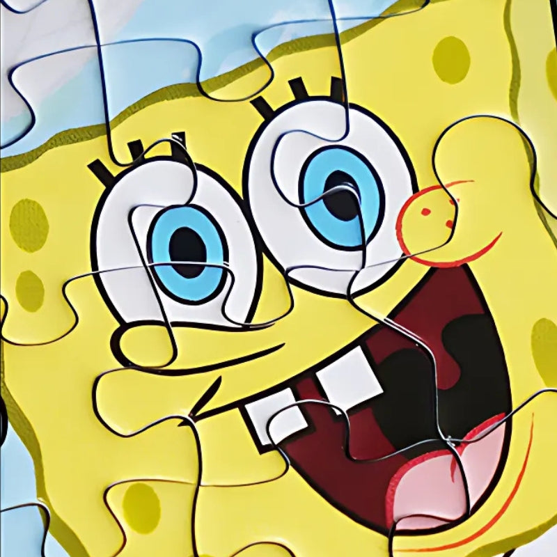 Zoomed-in detail of SpongeBob's face, showing the smooth and high-quality print finish.
