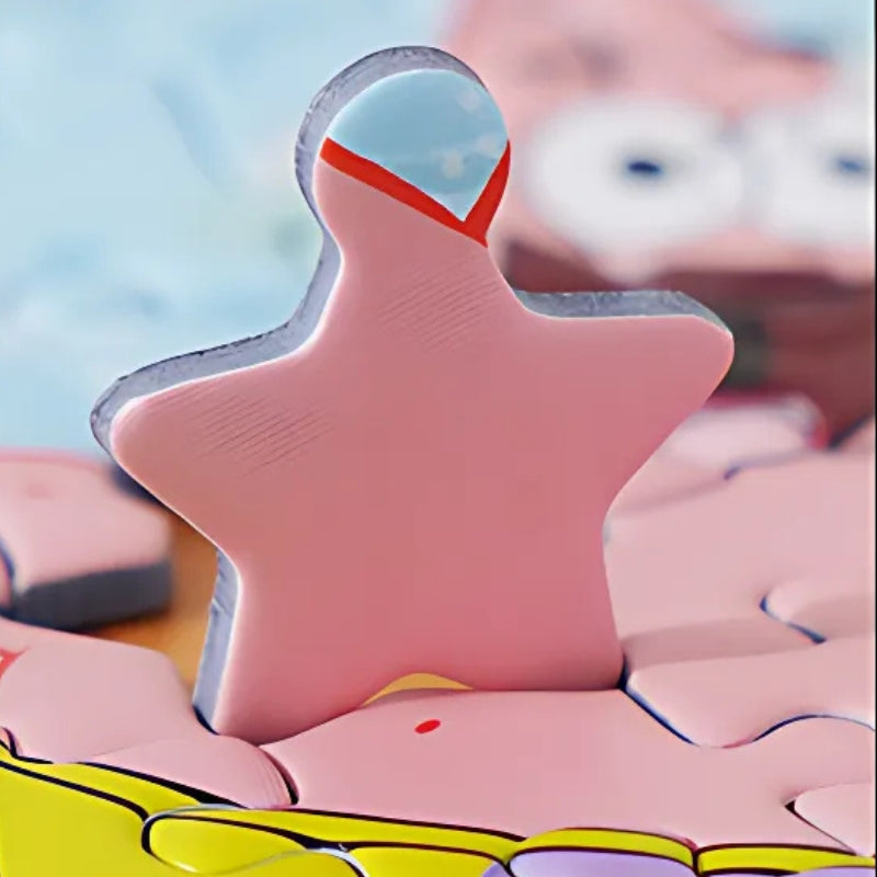 Special star-shaped puzzle piece from the Patrick mini puzzle, showcasing unique cut design.