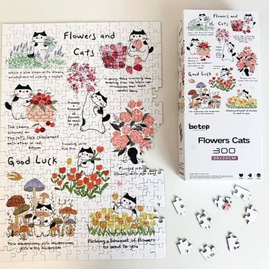 Flowers Cats | Botop | 300 Piece Puzzle | Jigsaw Puzzle - Mystery Matrix