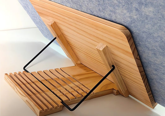 Puzzle board easel set up with a puzzle mat, showing adjustable tilt and support bars.