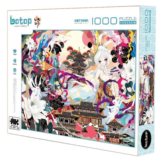 Box of Botop 1000 piece puzzle featuring Hua Culture Girl with vibrant traditional Chinese fantasy art