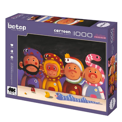 Wufu Treasure 1000 piece puzzle box by Botop featuring colourful cartoon characters in animal costumes.
