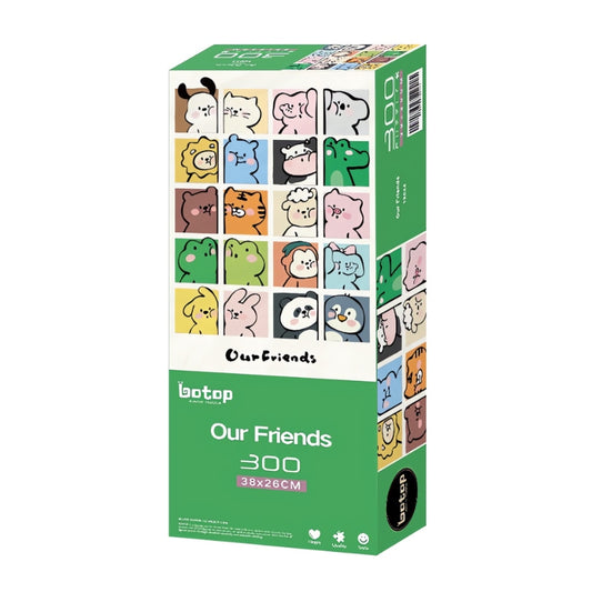 Our Friends puzzle box by Botop, 300 pieces, green packaging with cute cartoon animals