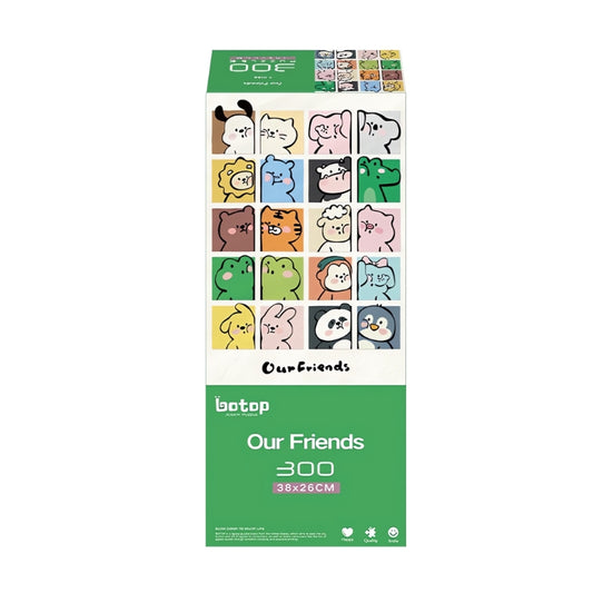 Our Friends puzzle box by Botop, 300 pieces, green packaging with cute cartoon animals