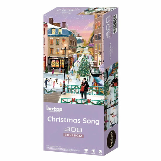 Boxed 300-piece Botop Christmas Song puzzle showing festive snowy street scene.