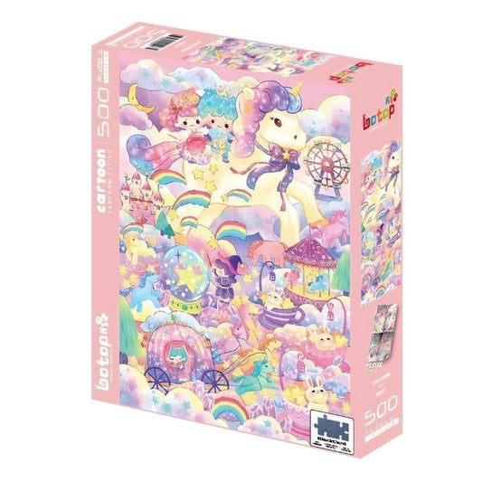 Unicorn Botop 500 piece puzzle box with colourful little twins star scene