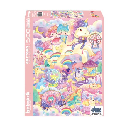 Unicorn Botop 500 piece puzzle box with colourful little twins star scene