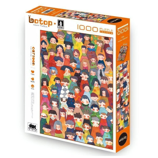Crayons People puzzle box featuring a colourful illustration of many cartoon-style children in vibrant outfits.