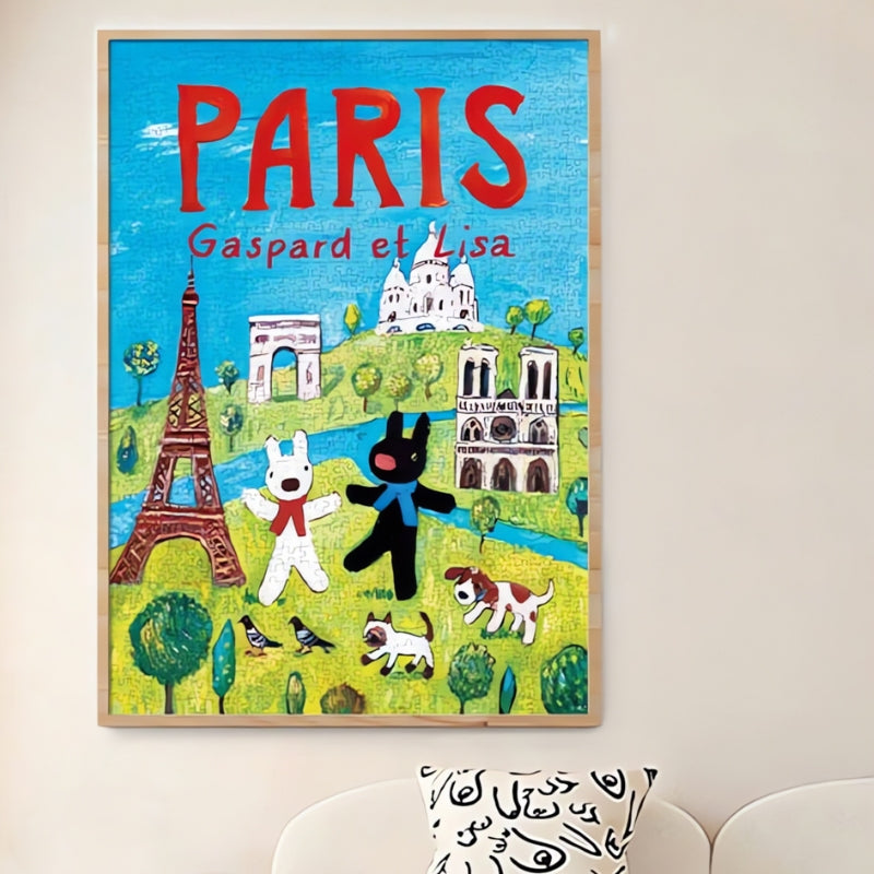 Botop Gaspard et Lisa Paris puzzle art displayed on wall