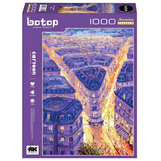 Botop Paris Night puzzle art framed, depicting illuminated Paris scene