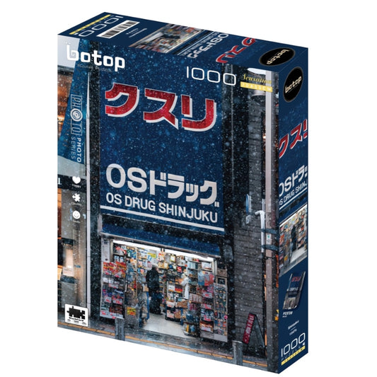 Botop OS Drug Shinjuku puzzle box with snowy storefront design
