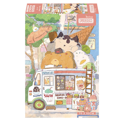 Ice Cream puzzle box with pastel food truck and giant scoops shaped like animals