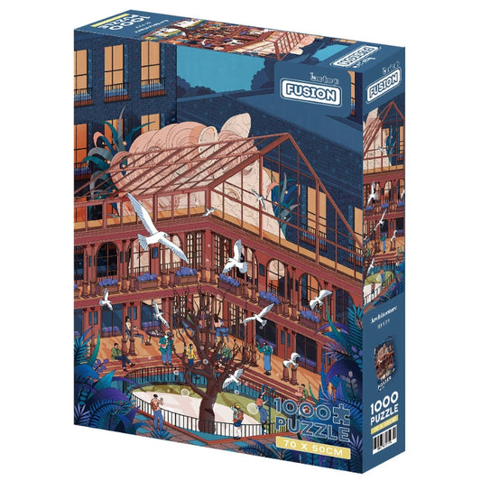 Architectural puzzle with intricate glass atrium, birds and lush detail. A visually rich jigsaw for design lovers and puzzle fans alike.