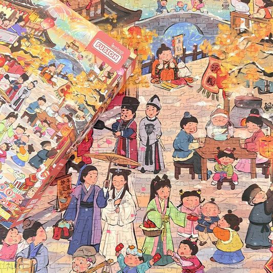 Partially completed Bai Suzhen puzzle with box visible on top
