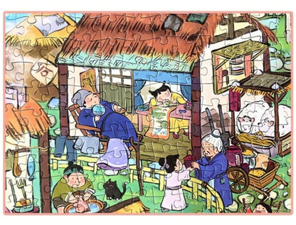 Close-up of elderly characters in the Peach Blossom puzzle