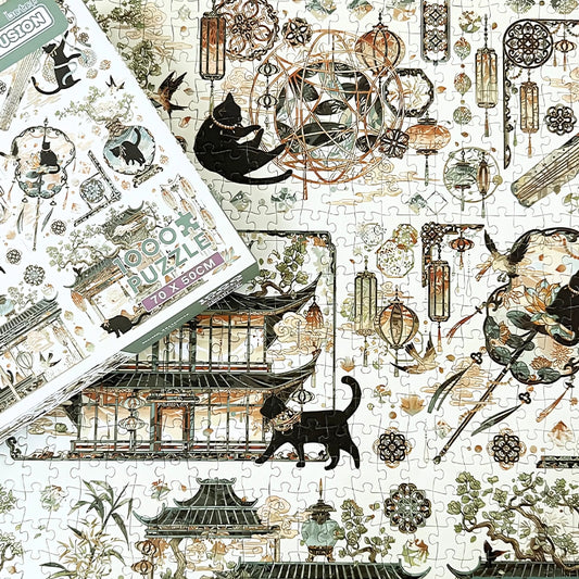 Completed Song Dynasty puzzle with box placed on top