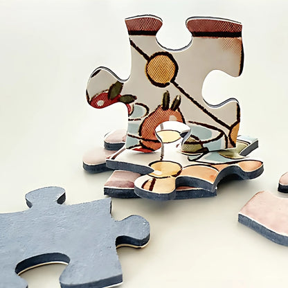 Standout puzzle piece from Cat Cafe showing thick quality and artwork detail.