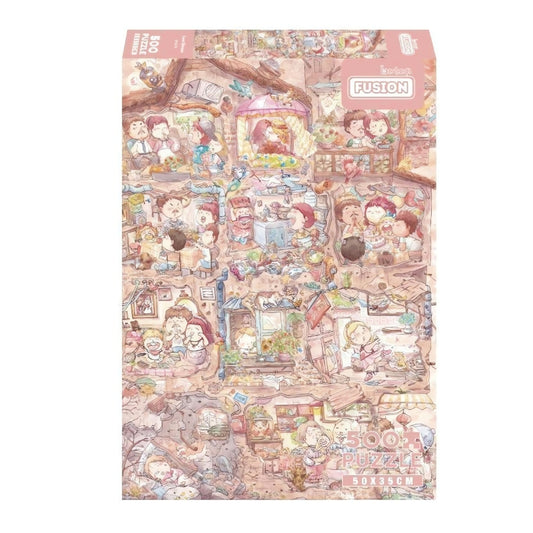 Botop Last Dream 500 piece puzzle box featuring a dreamy illustrated house filled with playful family moments.