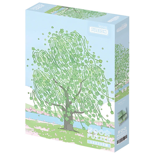 Front of Lucky Tree 500-piece puzzle box showing pastel clover tree design