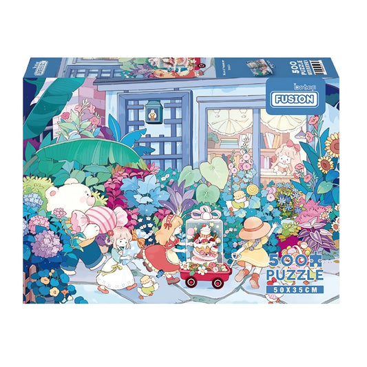 Botop Sweet Summer 500 piece puzzle box showing a colourful garden scene with children and animals.