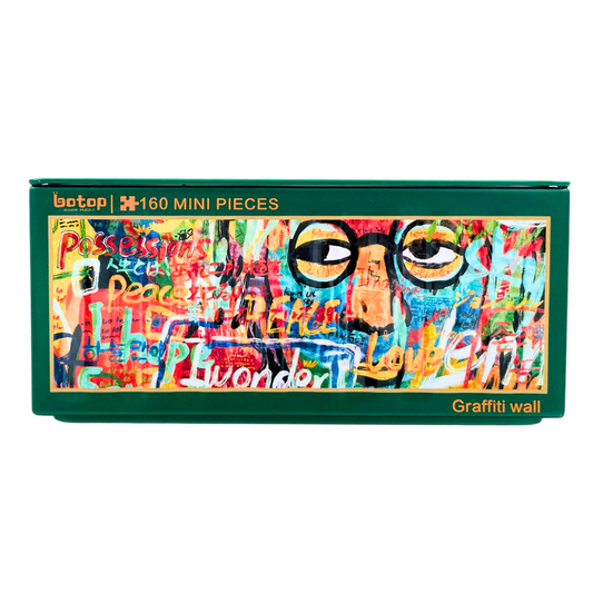 Botop mini puzzle in green metal box with graffiti wall artwork and 160 pieces label.