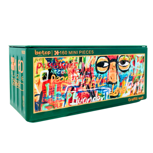 Botop mini puzzle in green metal box with graffiti wall artwork and 160 pieces label.