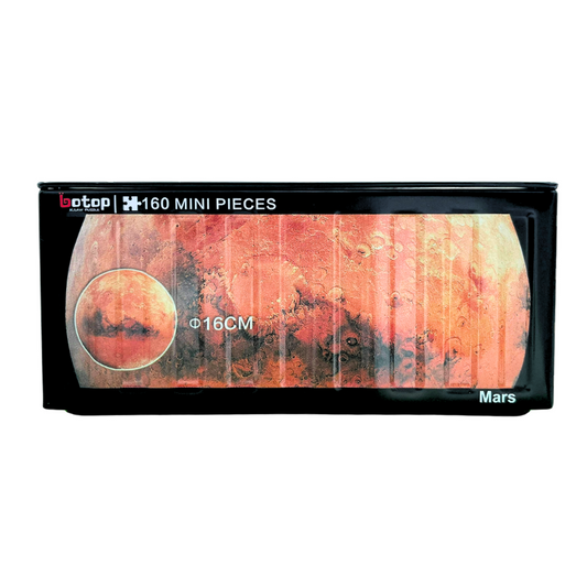 Botop mini puzzle in black metal box with detailed Mars surface design.