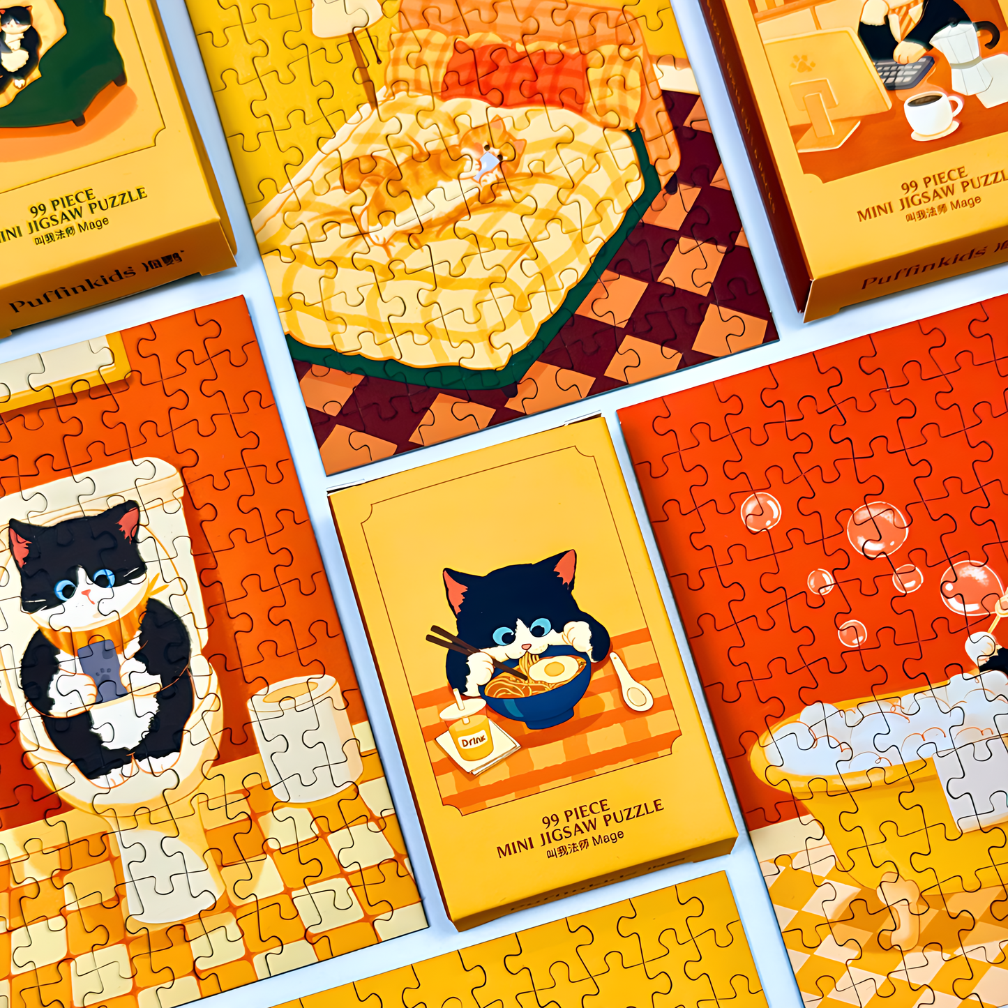 Cat's Day | Puffinkids | 6 in 1 Mini Puzzle | Jigsaw Puzzle