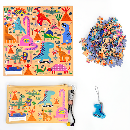 Dinosaur Party | Puffinkids | Tyvek Bag Mini Puzzle | Jigsaw Puzzle