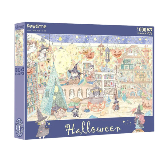 Halloween Keytime 1000 piece jigsaw puzzle box with colourful witch’s workshop illustration.